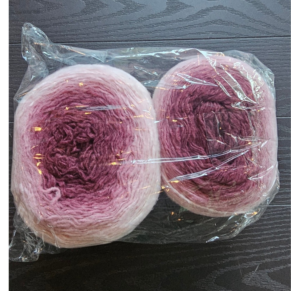 Caron Cloud Cakes Rhubarb Pink Ombre Yarn 100% Polyester 8oz 720yds 2 Pack